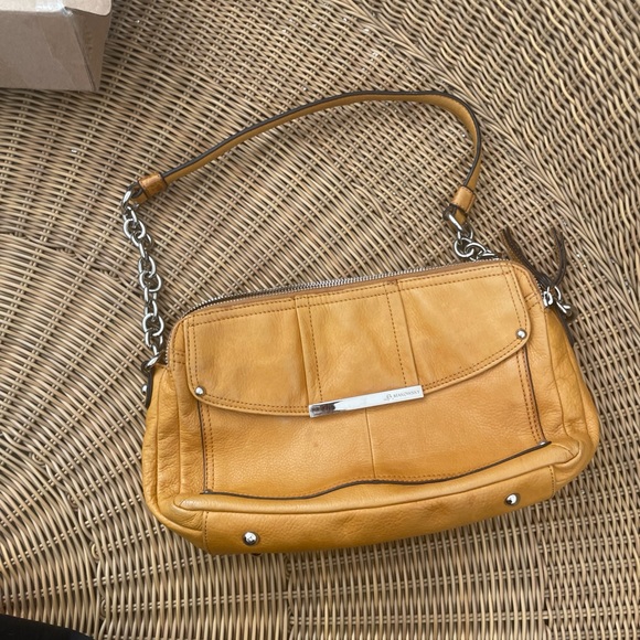 B Makowsky yellow Purse Womens Leather Glove Soft SATC Silver Hardware Bohemian - Picture 12 of 13